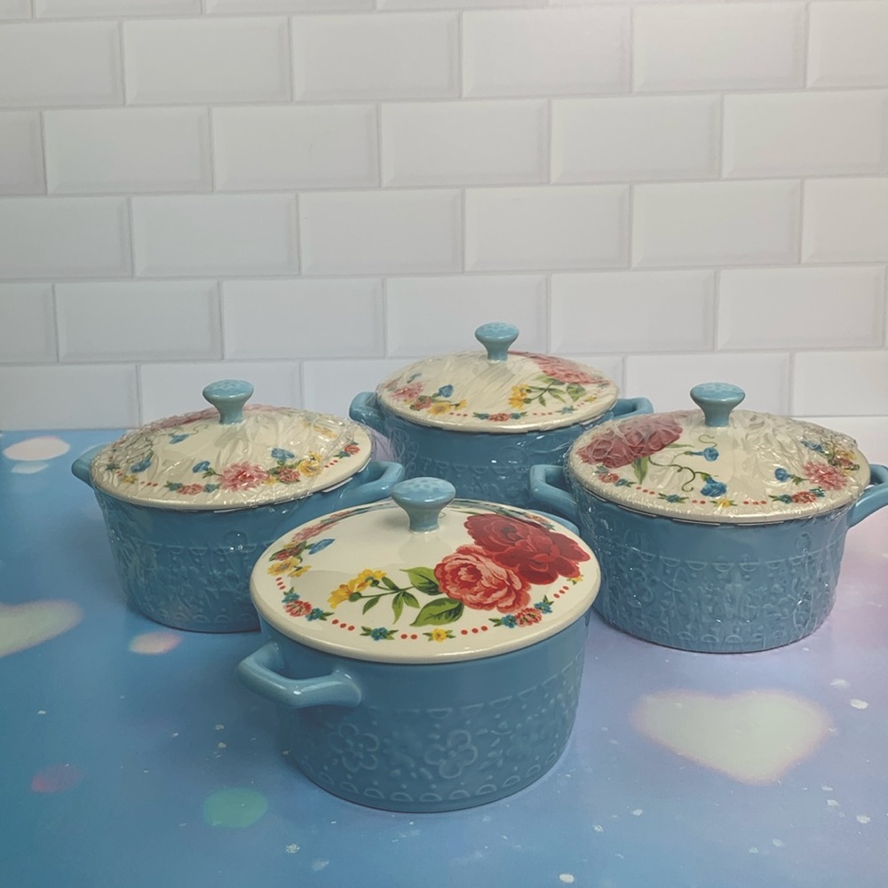 Pioneer Woman Mini Casserole Dish Sweet Rose 14.4 Oz. Set of 4